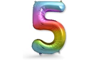 FUNXGO Palloncino Numero 5 multicolore - Gigante Palloncini Compleanno 5 Anni - Vola con l'Elio - Feste Decorazione di Compleanno Palloncino 5 multicolore