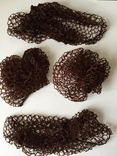 2 X NYLON SLEEP-IN HAIR NETS (DARK BROWN) WITH ELASTIC EDGE - STRETCH TO FIT