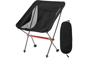 LSLANSOON All Aluminum Frame Folding Camping Chair, Compact and Portable with Carry Bag for Outdoor Hiking Fishing Backpacking (Black)