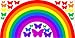 RAINBOW & BUTTERFLIES WALL STICKER KIT decal art nursery cute girl's boy's bedroom colourful bright (Large sheet - 140cm wide)