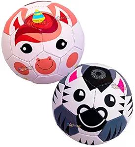 Toyshine Edu-Sports 2 in 1 Kids Football Soccer Educational Toy Ball, Size 3, 4-8 Years Kids Toy Gift Sports - Zebra and Unicorn