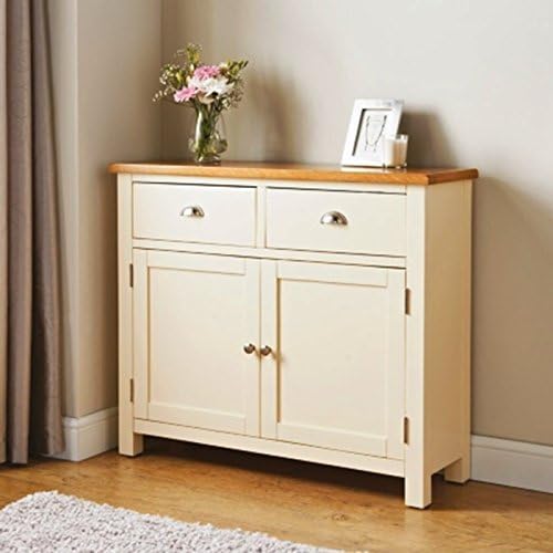 Elegent Newsham Sideboard a cream painted finish and stylish metal handles.