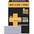 Cinthol Health+ Soap, 100g (Pack of 5) - 99.9% Germ Protection | Insta Deo Fragrance | Soaps For Bath | Grade 1 Soap | For All Skin Types