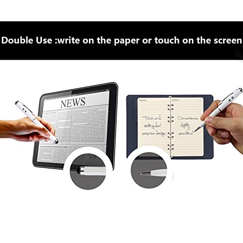 KlickaDeal® Multifunktions Eingabestifte LED Taschenlampe Kugelschreiber UV Licht für Alle Smartphones Geräte mit kapazitiven Touchscreen Smartphone Handy PDA Tablet PC Apple iPhone 7 6 6plus 5se 5s 5 4s 4 iPad air 2 iPad Pro iPad mini 4 Samsung Galaxy S7 Edge S7 S6 S5 S2 S3 S4 S3 mini S4 mini Galaxy Note 3 4 5 6 Alcatel One Touch Pop C7 Sony Xperia Nokia Lumia 630 LG Google Nexus HTC Huawei Samsung Galaxy Tab 4 Acer Iconia Asus - 4