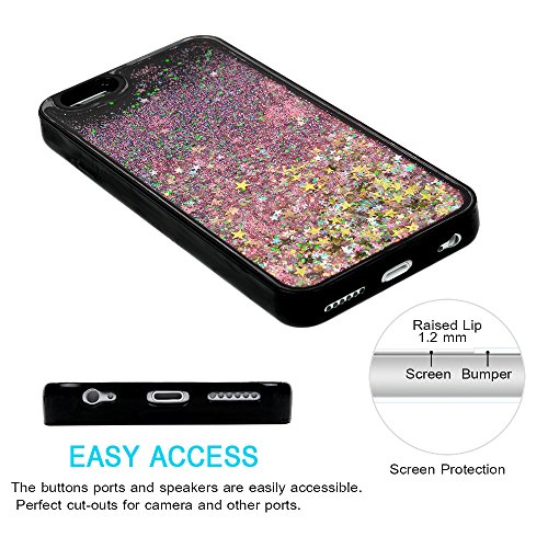 iPhone 6S Case, iPhone 6 TPU Case KASOS Black Glitter Bling Sparkle Hard Bottom PC + Flexible Soft TPU Bumper Cover Quicksand Design [Ultra Slim Thin] [All Around Protection] [Perfect Fit] Protective Case Cover for iPhone 6S, iPhone 6 (4.7inch)