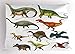 Produktbild fringcoook Dinosaurier Kissen Sham, verschiedene Antiken Tiere aus Jurassic Zeit Cartoon Kollektion Säugetiere, dekorative Standard King Größe gedruckt Kissenbezug, 76,2 x 50,8 cm, multicolor
