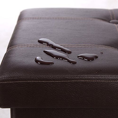Songmics Sitzhocker Sitzbank mit Stauraum faltbar 3-Sitzer belastbar bis 300 kg kunstleder braun 110 x 38 x 38 cm LSF703 - 5