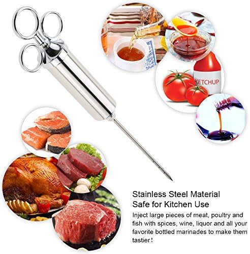 Meat Injector 304 Stainless Steel Seasoning Meat Injector Kit Food Grade Meat Syringe for Beef Chicken Turkey