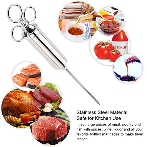 Meat Injector 304 Stainless Steel Seasoning Meat Injector Kit Food Grade Meat Syringe for Beef Chicken Turkey