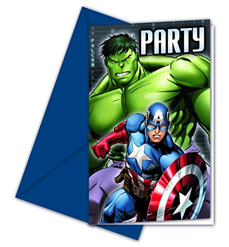 101-teiliges * AVENGERS ASSEMBLE * PARTY SET für Kindergeburtstag oder Motto-Party für bis zu 8 Kinder: Teller, Becher, Servietten, Einladungen, Tischdecke, Partytüten, Luftschlangen, Luftballons, u.v.m. // Mottoparty Thor Iron Man Hulk Captain America Hawkeye Black Widow - 5