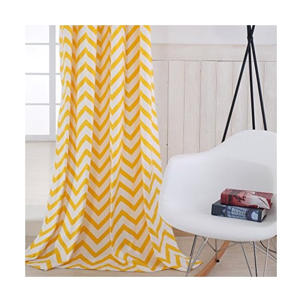 GWELL Stripe Cotton Eyelet Ring Top Curtains/Drapes/Panels for Living Room Bedroom(One Panel) - Image 5