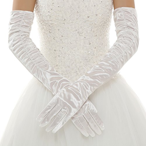 Guanti Da Sposa In Raso Eleganti - Lunghi Fino A 55cm Per Matrimonio, Serate E Balli