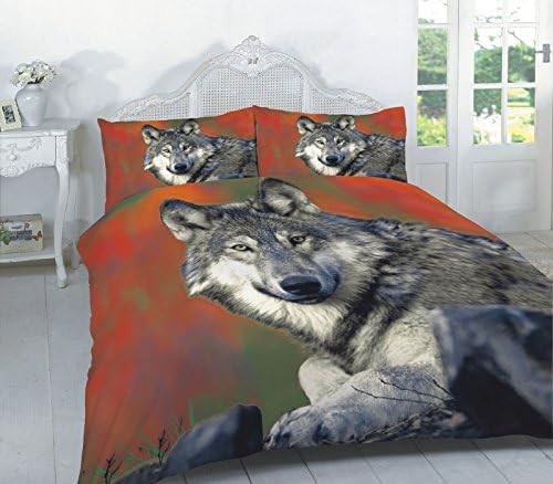 New 3D Animal Printed Duvet Cover with Pillow case Quilt Cover Bed Set in Single Double King Super King (Double, Wolf Multi)