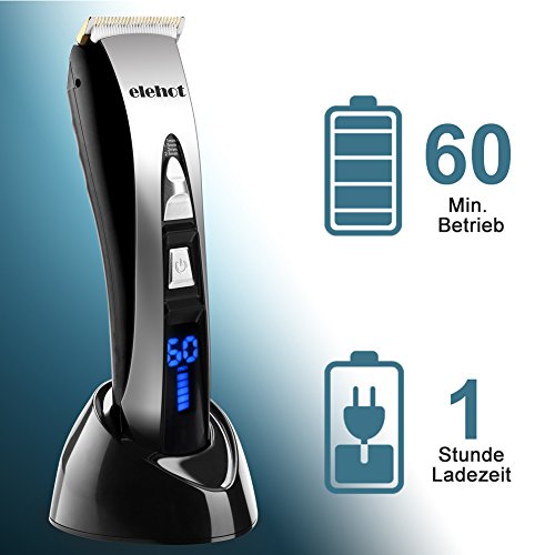 Elehot Surker Haartrimmer Haarschneider Profi-Haarschneidemaschine mit LED-Display und kabelloser Betrieb Netzteil elegant set - 5