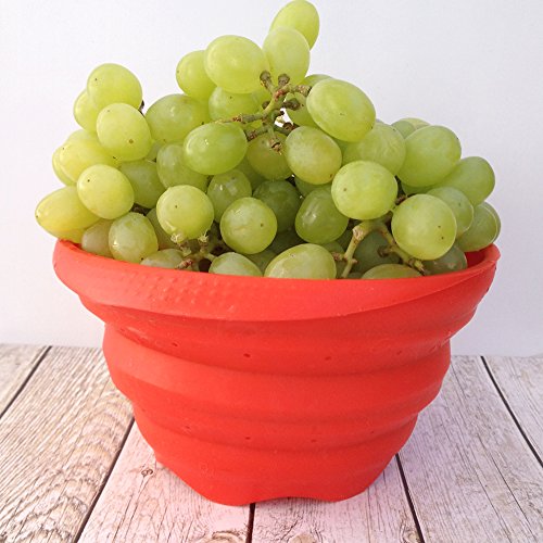 Faltbarer Platin-Silikonseiher (Ø14 cm, 1 L, Große: Klein), Hohe Qualität aus 100% Platin-Silikon, Made in Italy, Silikonsieb, Falbarer Seiher, Sieb Faltbar, Küchensieb, Abtropfsieb, Collapsible Silicone Colander, Strainer, 14 x 14 cm (Small – Red) - 3