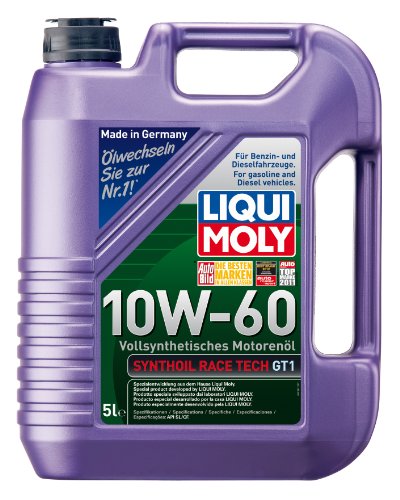 Liqui Moly 1391 Synthoil Race Tech GT1 10W-60 - Aceite antifricción sintético para motores de automóviles de 4 tiempos para condiciones de servicio extremas (5 L)
