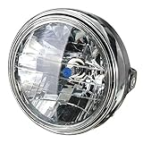 Tamano: 7.9 pulgadas Faro de motocicleta - TOOGOO(R)7 pulgadas 12V faro halogeno de ronda de motocicleta con H4 bombilla del faro de montaje lateral