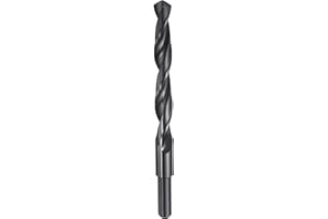 sourcing map 12mm Drill Bit 10mm Reduced Shank Round 4241 High Speed Steel Nitriding Black 118° Standard Point for Plastic Wood Copper Aluminum Iron Medium Soft Metal