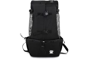 WOOLALA 1-25KG Dog Carrier Bag with Drawstring Head Out Design, Ventilated Pet Backpack for Small Medium Dogs Daily Puppy Carrier for Walking Outdoor Safety/Comfortable/Lightweight (M-, Black)…