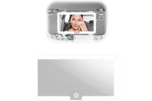 Pavlleen Specchio Auto LED,Specchio Trucco con Luci per Auto,3 modalità di illuminazione,regolabile Illuminato,USB ricaricabile,pulsantiera touch,Blanco