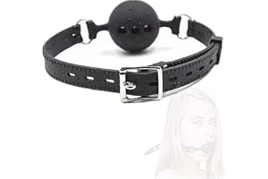 Justerbar Läder Tie Silikon Ball Plùg Fixed Orthodontic Auxiliary Breathable Party Mask (Black).