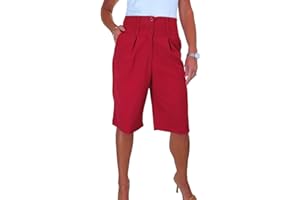 Paulo Due Womens Wide Leg Knee Length Shorts Ladies High Waist Relaxed Fit Smart Shorts 10-22
