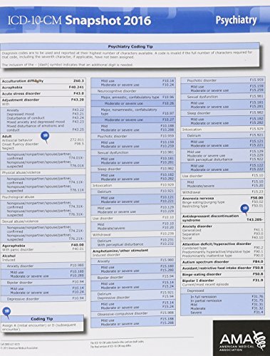 ICD-10 Snapshot 2016 Coding Cards Psychiatry by American Medical Association (2015-09-01)