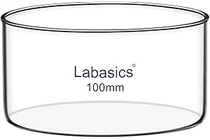 Labasics Crystallizing Dish, No Spout Flat Bottom Thick-Walled High Borosilicate Glass Crystallizing Dishes for Crystallization and Evaporation Lab Glassware, Outer diameter: 100 mm, Capacity: 300 ml