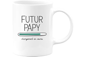 quotedazur - Mug Futur Papy 2024 Chargement En Cours - Cadeau Futur Grand-Père - Surprise Annonce Grossesse Garçon/Fille Naissance Bébé