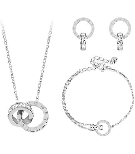 Jovono Set di orecchini e collana da sposa con strass Set di gioielli da sposa in argento Set di gioielli in cristallo per le donne