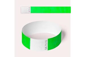 Tyvek Wristbands, 100 Pack by AA Wristbands for Parties, Security, Festivals, Events, Paper Like Wrist Bands (Neon Green)