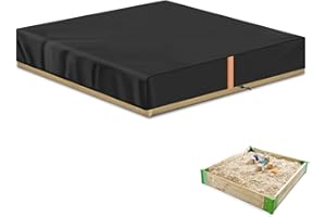 VANSHEIM Telo di Copertura per Sabbiera Impermeabile Copertura Sabbiera Giocattoli Copertura per Sabbiera con Coulisse Protezione UV Tessuto Oxford per Sabbiera Piscina Giardino 125x125x20cm