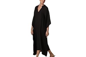 YouKD Vestido largo de caftán bohemio para mujer, vestido de playa para cubrir el traje de baño, talla grande