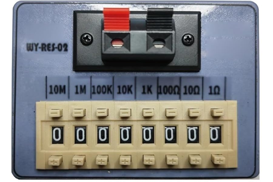 Decade Resistor Box, 8-Digit Switchable 0.1Ω to 10MΩ, ±1% Accurate Resistance Substitution Box for Circuit Testing, Lab, Education(WY RES 02)