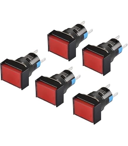 Uxcell 34x34 Square 12V LED Illuminated Game Push Button Switch – 5-Pack For Arcade Machines, Pinball, And DIY Control Panels