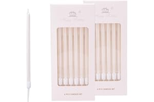 ‎BOLOSA Bolosa 12 Stück Geburtstagskerzen, Kerzen Geburtstag, Tortenkerzen für Kuchendekorationen, Geburtstagskerze für Geburtstagskerzen Kinder, Dekorative Geburtstagstorte, Babyparty, Mädchenparty, Weiß