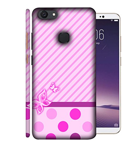 Printfidaa Vivo V7 Mobile Back Covers Premium Printed Back Cover Pink Stripes and Circles Multi Color Printed Back Case
