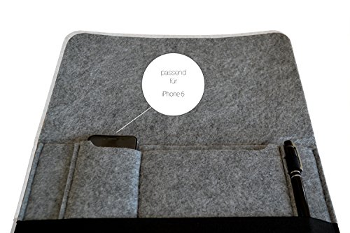 Edles Apple MacBook Air 11,1″ Sleeve „Deluxe“ aus Filz mit Innentaschen – Edle Netbook Hülle 5mm stark, Silber – auch für das lenovo Ideapad Yoga 11s passend - 3