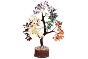 Rebuy 7 Chakra Crystal Healing Stone Tree Tree of Life Feng Shui Tree Artificial Tree Good Luck Tree Money Tree Healing Tree for Positive Energy Wealth Home Decor Spiritual Gift Size 10-12 inch