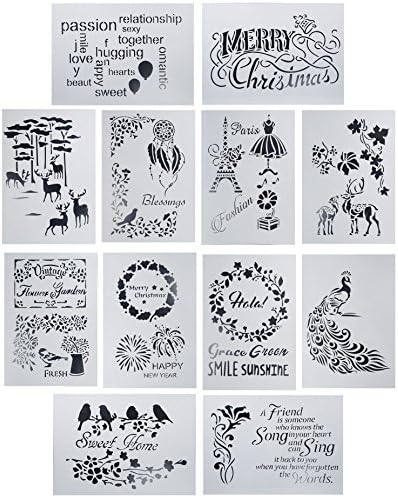 Drawing Painting Stencils Scale Template sets,20pcs Graphics Stencils for Children Creation,Scrapbooking, DIY Albums Accessories,Card and Craft Projects,Perfect for Using with Your Bullet Journal (12)