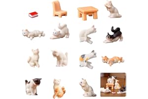 Rolin Roly 15Pcs Figurine Di Gatti In Miniature Decorazione Del Paesaggio In Resina Mini Animali Figurine In Miniatura per Micro Paesaggioregalo Torta Tropper Ornament