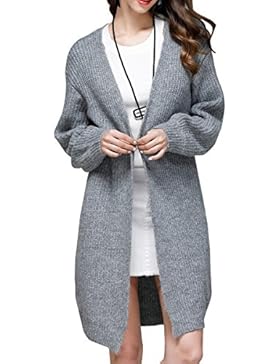 ELLAZHU Donna Cardigan Lungo Con Maniche Lunghe A Maglia Di Colore Puro Per Autunno E Inverno YY15