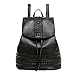 Produktbild Resplend Frauen Freizeit Schüler Schultasche Weiche Tasche Rucksack Einfarbig kleiner Erdbeer Bookbags Gewebt Reiserucksack Backpacks (Schwarz)