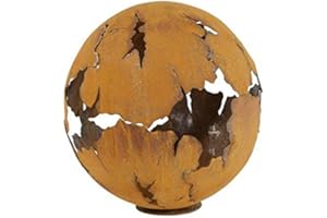 Klocke Edelrost Dekor Gartenkugel/Rostkugel zum Dekorieren - Tolle Auswahl - Ganzjährige Gartendekoration - Winterfest - Garten Rostkugel/Metallkugel (Groß: Ø 50cm, Risse - Retro)