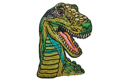 Dinosaurier Rex 5,5 cm * 7 cm Bügelbild Aufnäher Applikation Patch Dino Saurier grün Junge Jungen