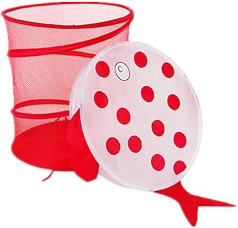 Babolala Mesh Dustproof Cartoon Foldable Laundry Basket Animal Storage Bag Clothes Hamper Kid Toy Storage Red Fish