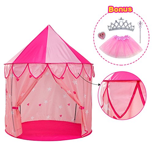 YOOBE 5pc Tienda de Princesa para Niñas Tienda de Campaña Princess Castle - Bonus Princess Juego de Disfraces de Tutu Dress up!