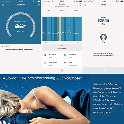 Riversong WaveFit Fitness Armband, Fitness Tracker, Aktivitätstracker für Android und IOS, Sport Uhr mit Schrittzähler, Kalorienzähler, Herzfrequenz-Anzeige, Schlaf-Monitor, Wecker, Neu Version - 5