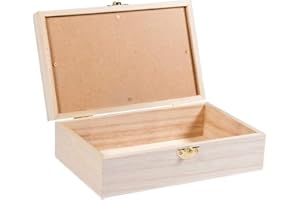 Rayher Scatola Portaoggetti In Legno, Coperchio di Vetro con Scomparto per Accessori, 20 x 12.5 x 6.5 cm, Legno Naturale, da Decorare e Colorare, 62945505