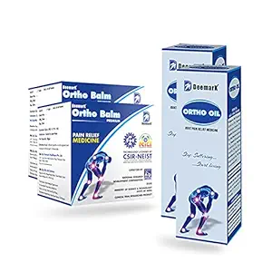 Deemark Ortho Balm 50 grm & Ortho Oil 100mL (Pack Of 2) - Joint Pain & Muscles Pain & Cramps | Sprains, Arthritis & twitching | Rehabilitates Stiff Joints | Osteoarthritis, Frozen Joints